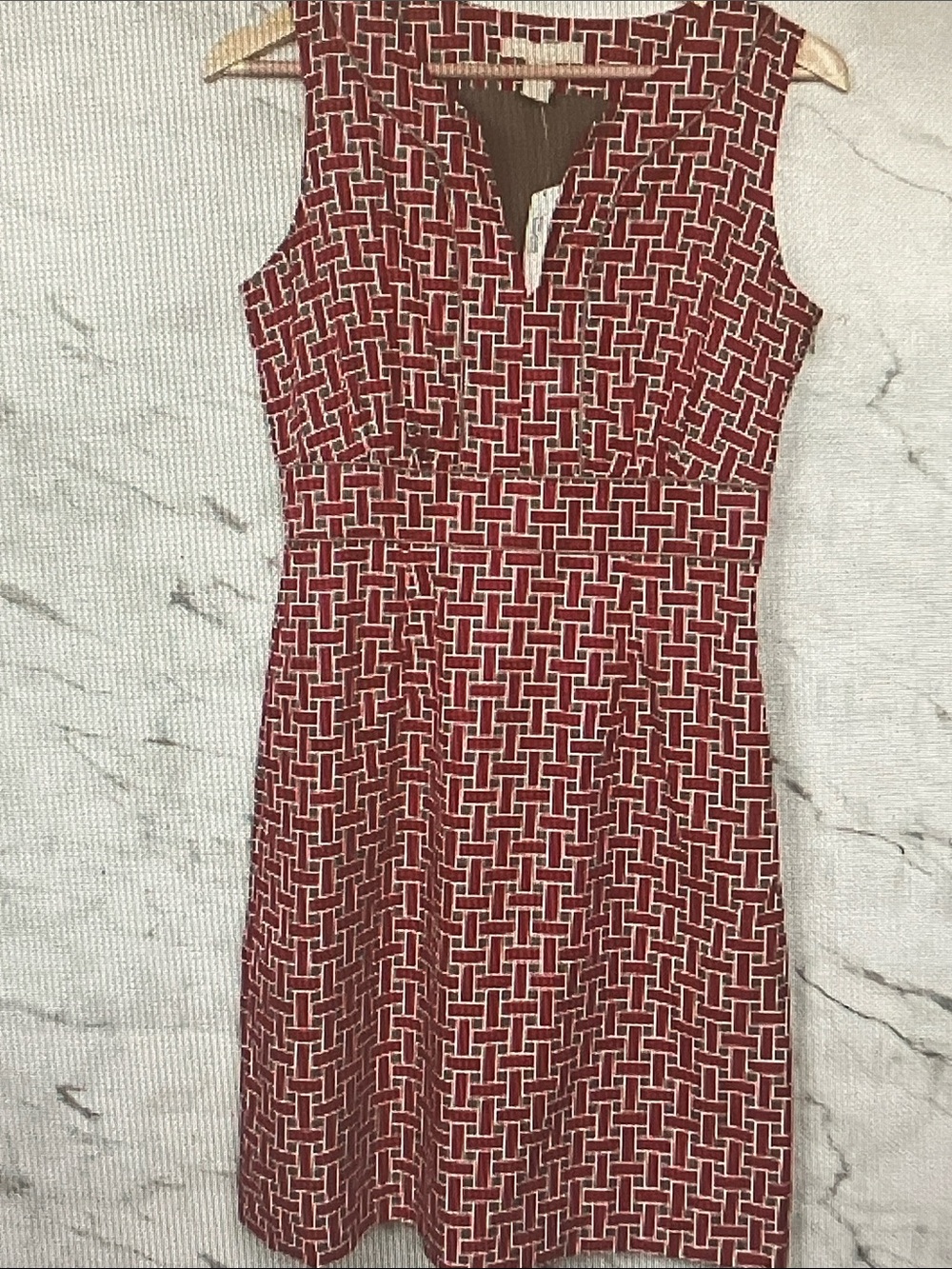 Banana Republic Red and White Geometric Sheath Dress